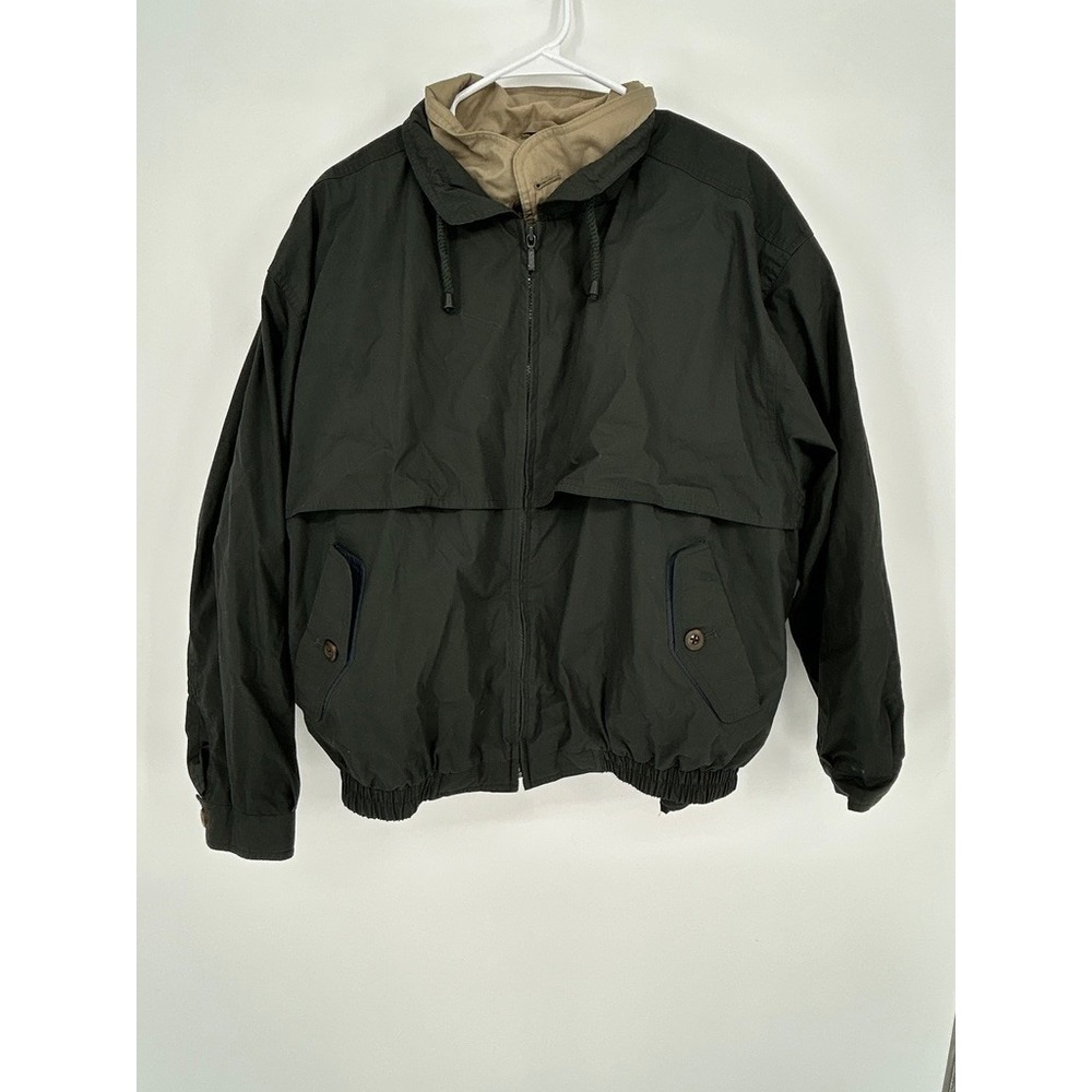 London Fog Limited Edition Jacket Mens L Green Nylon Hooded Bomber Retro Gorpcor
